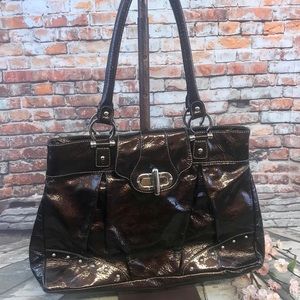 Nuovedive Italian Bronzed Leather Large Tote Purse